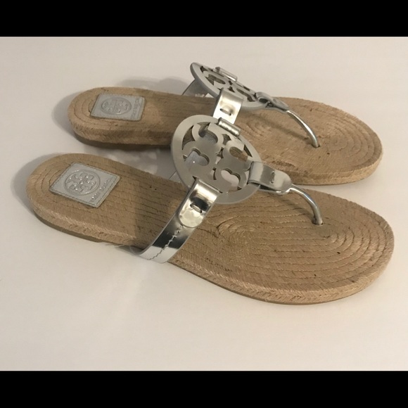 Tory Burch Miller Logo Espadrille Silver 9.5 ⭐️⭐️ - Picture 4 of 8
